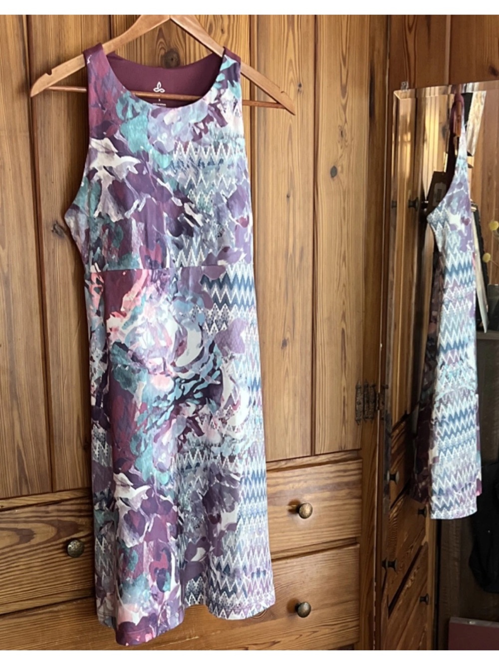 NWT prAna Ariel Midi Dress Sangria sleeveless racerback Pockets small Athletic